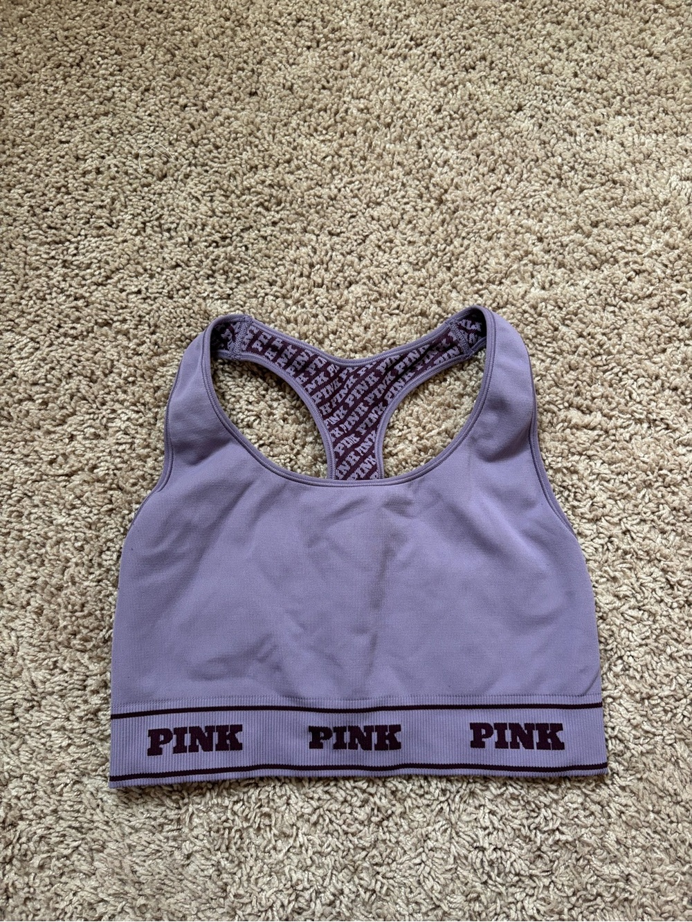 PINK Victoria's Secret Purple Racerback Sports Bra with Logo Band
